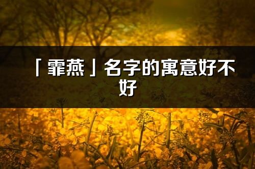 「霏燕」名字的寓意好不好_霏燕含義分析