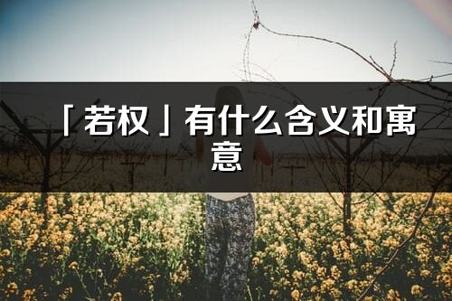 「若權」有什么含義和寓意_若權名字的出處與意思