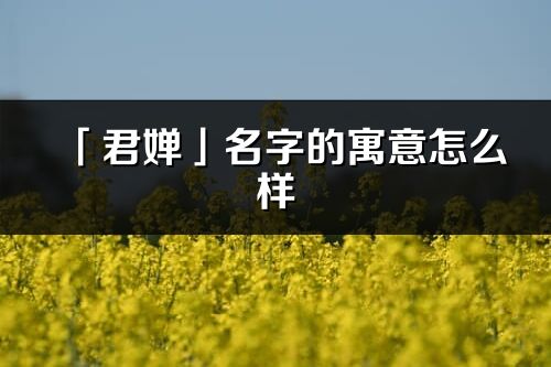 「君嬋」名字的寓意怎么樣_君嬋的出處